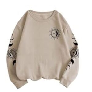 SHEIN Sun and Moon Graphic Beige Sweatshirt Plus Size 2XL